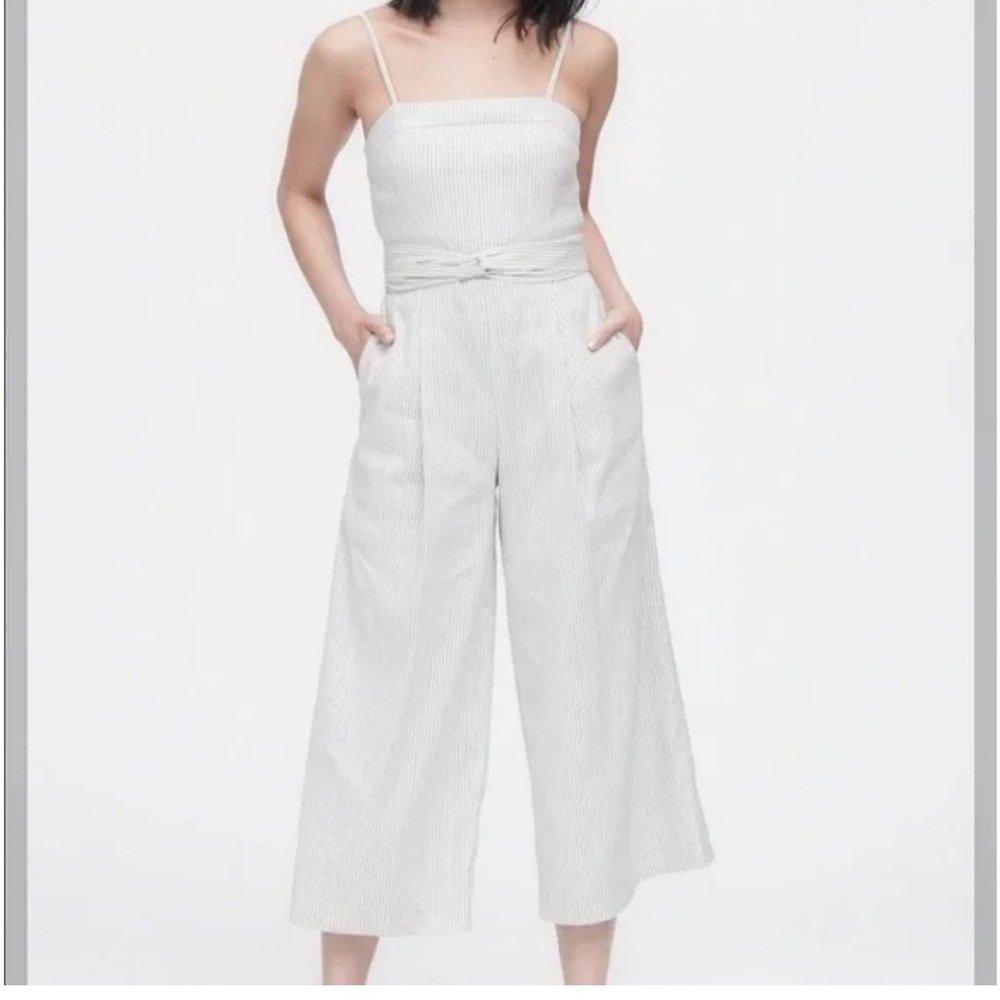 NWT Banana Republic Striped White Linen Jumpsuit